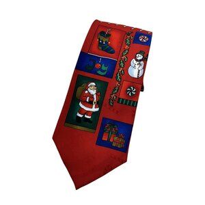 Hallmark Yule Mens Neck Tie Christmas Necktie Santa Holiday Red Vtg
